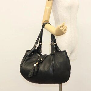 GUCCI Marrakech Tote Bag Leather Black Gold 257029 Auth 137913